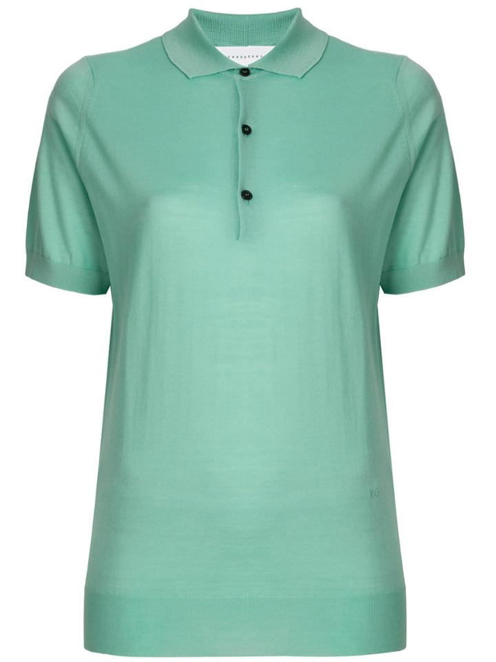 Victoria Beckham Contrast Button Polo Shirt - Green