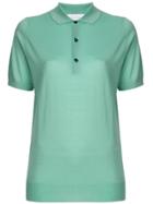 Victoria Beckham Contrast Button Polo Shirt - Green