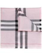 Burberry Metallic Check Silk And Wool Scarf - Pink & Purple