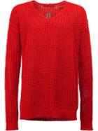 Rick Owens V-neck Jumper, Men's, Red, Cotton