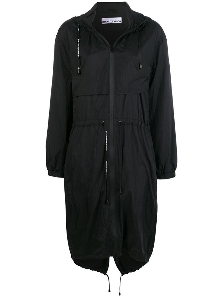 Paco Rabanne Zipped Midi Parka - Black