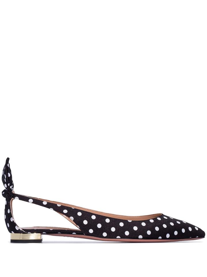 Aquazzura Denevue Polka Dot Flats - Black