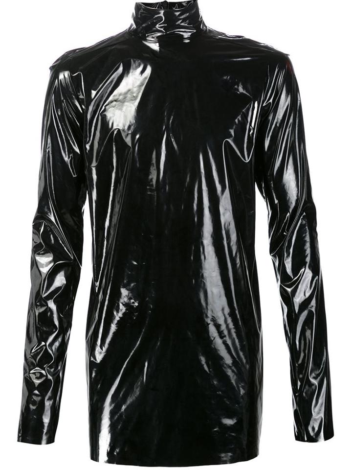 Strateas Carlucci Latex 'funnel' Shirt, Men's, Size: Small, Black, Polyurethane
