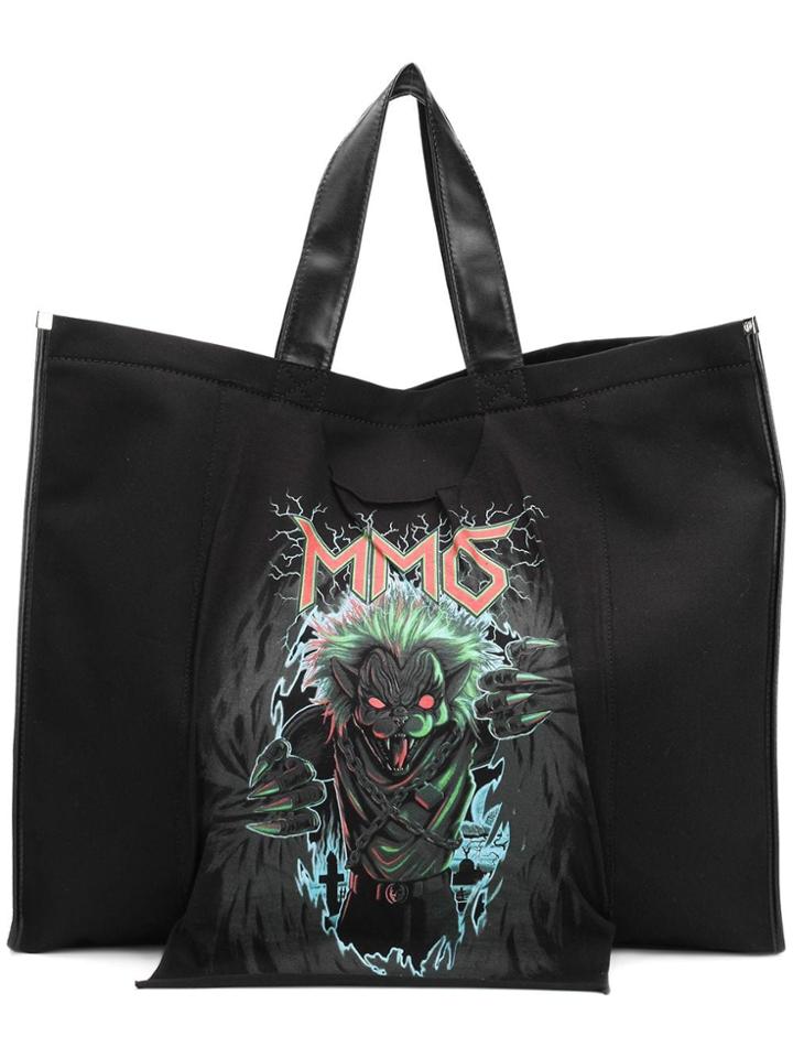 Mm6 Maison Margiela Mascot Print Large Shopper Tote - Black