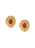 Chanel Pre-owned 1998 Oversized Stone Clip-on Earrings - Gold