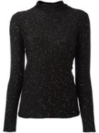 Giorgio Armani Sequin Glitter Jumper, Women's, Size: 42, Black, Silk/polyamide/polyethylene