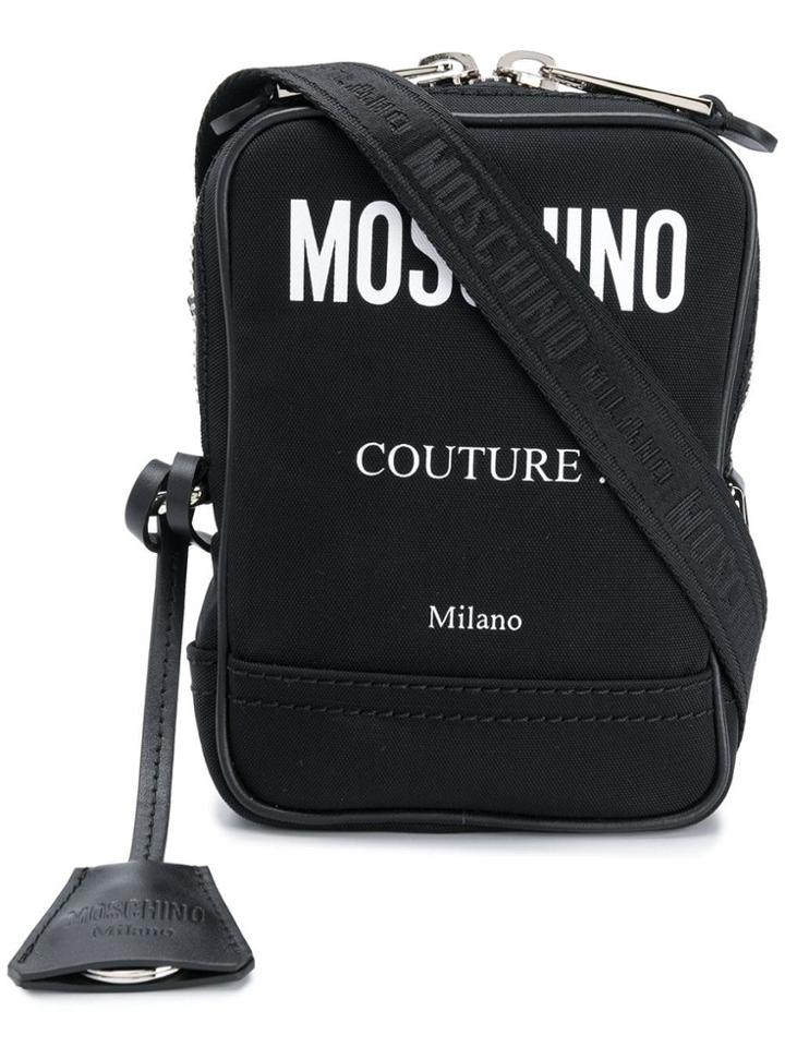 Moschino Contrast Logo Shoulder Bag - Black