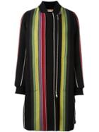 No21 Striped Coat, Women's, Size: 44, Black, Linen/flax/artificial Fur/polyamide/wool