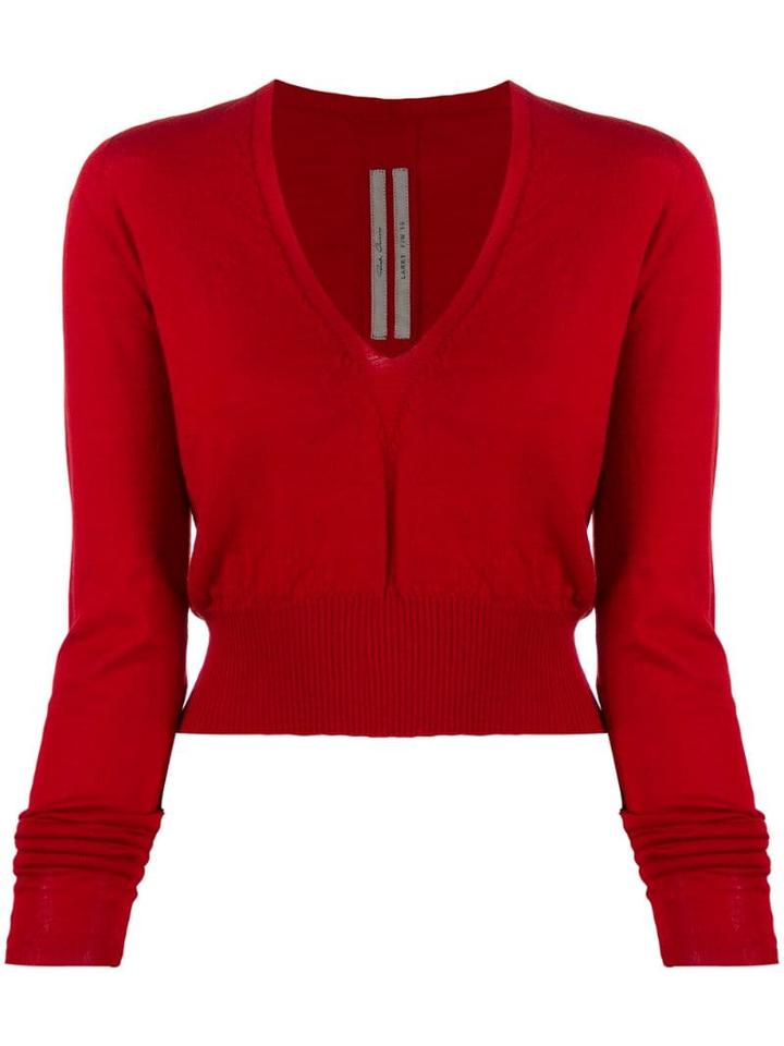 Rick Owens V-neck Sweatshirt - Red