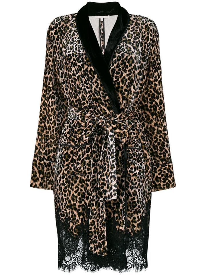Gold Hawk Leopard Lace Trim Coat - Nude & Neutrals