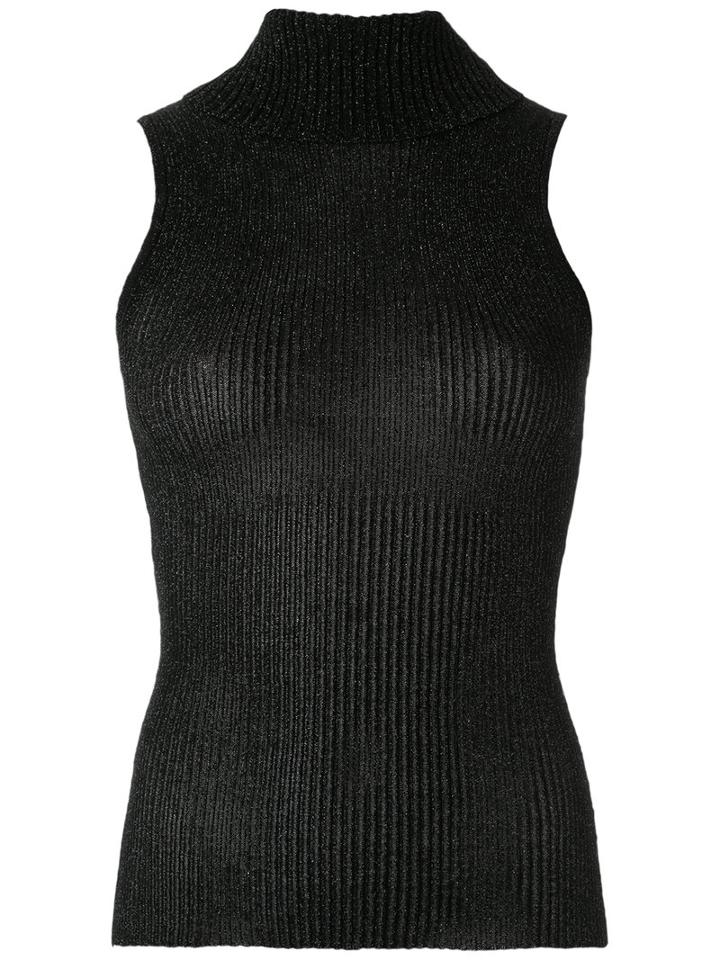 Gig - Knitted Turtle Neck Tank - Women - Polyester - Pp, Black, Polyester