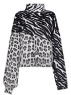 Unravel Project Mixed Animal Print Jumper - Black