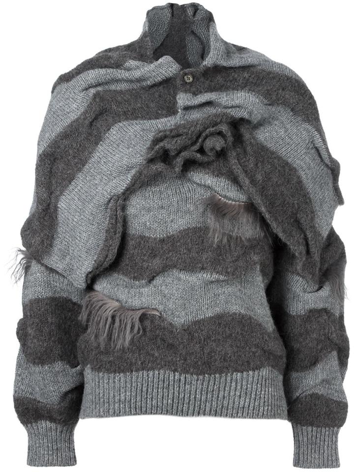 Issey Miyake Vintage Two Piece Striped Jumper - Grey