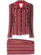 Chanel Vintage Cc Trim Tricolour Tweed Suit - Red
