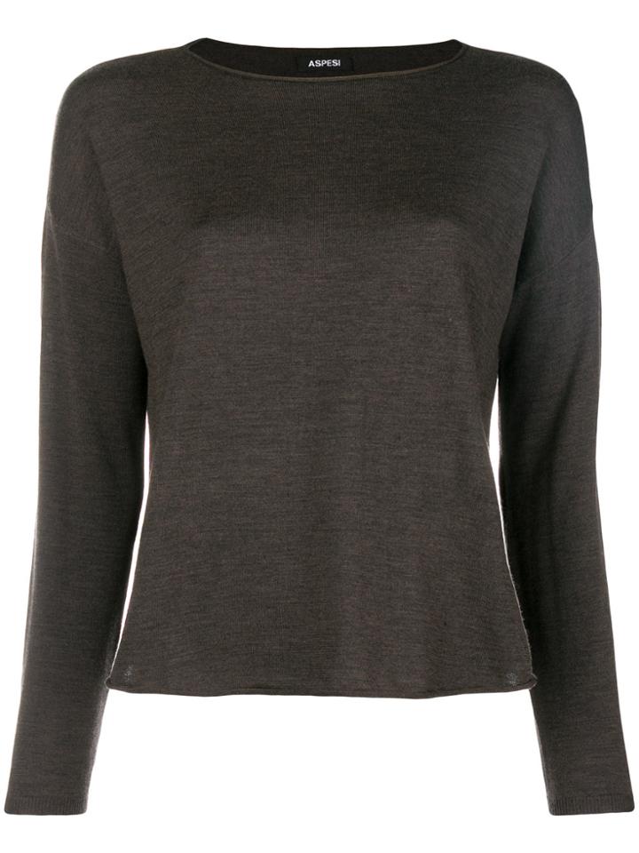 Aspesi Crewneck Knitted Top - Brown