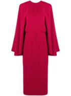 Sara Battaglia Cape Effect Dress - Red