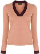 Etro Contrast V-neck Jumper - Pink & Purple