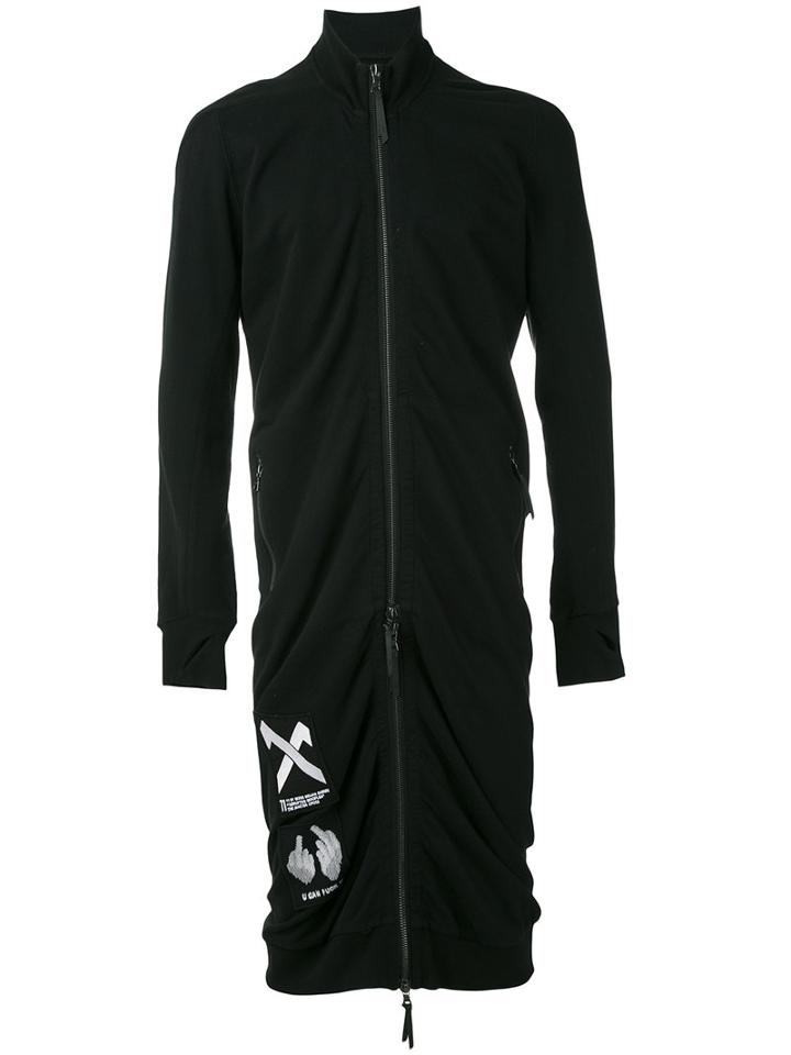 11 By Boris Bidjan Saberi - Embroidered Back Long Cardigan - Men - Cotton - S, Black, Cotton