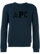 A.p.c. Logo Print Sweatshirt, Men's, Size: Xxl, Blue, Cotton/polyester