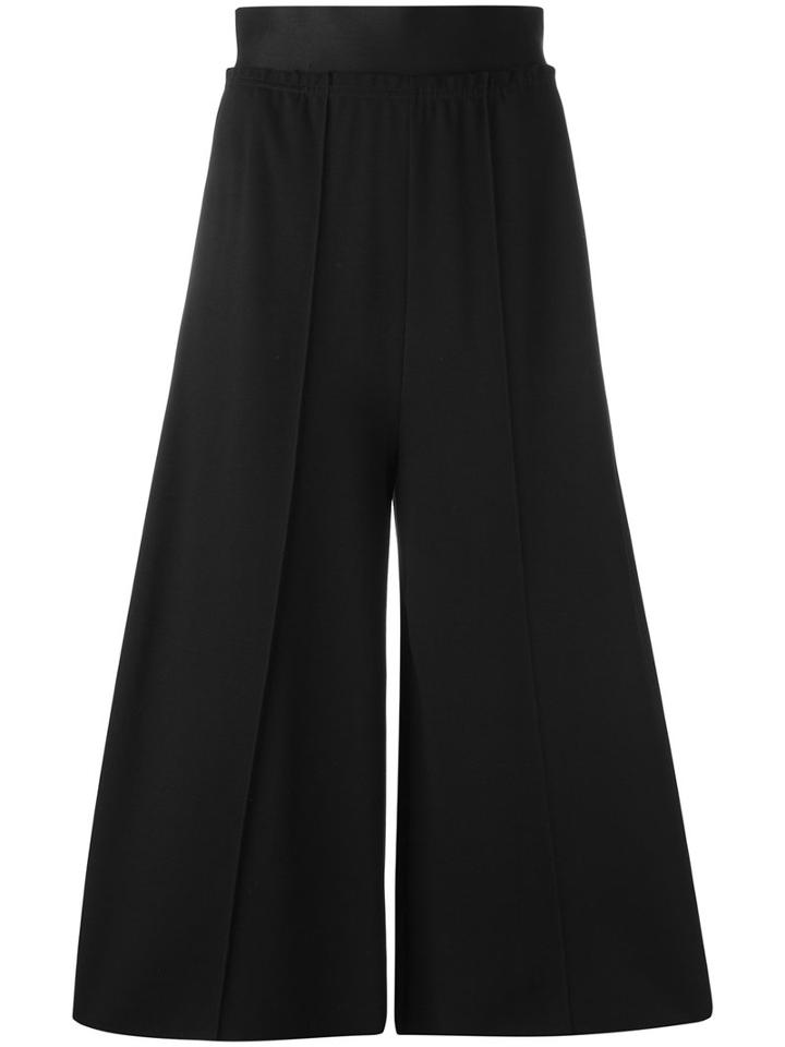 Mm6 Maison Margiela Cropped Wide-leg Trousers, Women's, Size: Large, Black, Viscose/polyamide/spandex/elastane/cotton