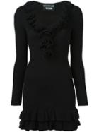 Boutique Moschino Ruffle Detail Dress, Women's, Size: 40, Black, Virgin Wool