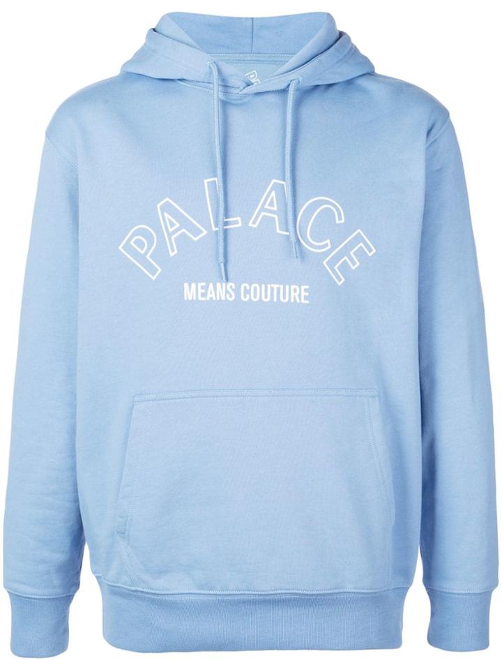 Palace Logo Print Hoodie - Blue