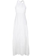 Black Coral Embroidered Alex Maxi Dress - White