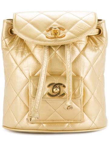 Chanel Vintage Quilted Chained Backpack - Metallic