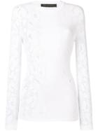 Versace Pointelle Stretch-knit Top - White