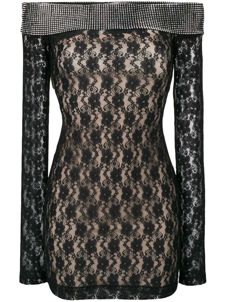 Christopher Kane Mini Crystal Mesh Dress - Black