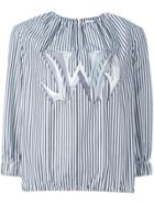 Jw Anderson Graphic Logo Striped Blouse - Black