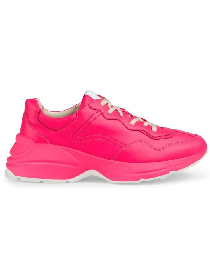 Gucci Rhyton Fluorescent Leather Sneaker - Pink