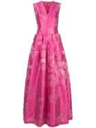 Talbot Runhof Floral Jacquard Full Dress - Pink