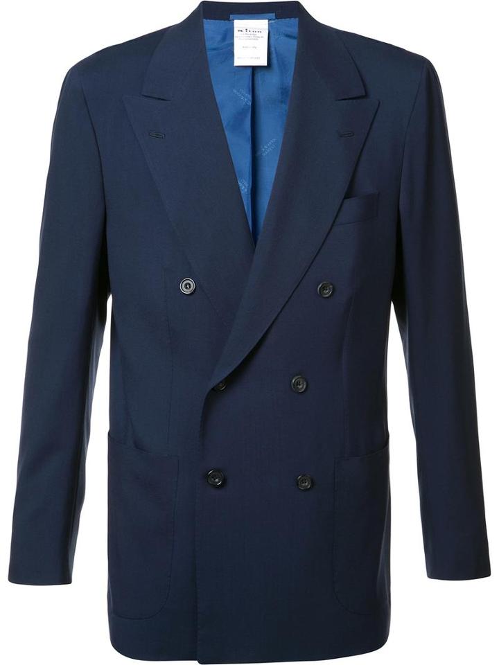 Kiton Double Breasted Blazer, Size: 50, Blue, Cashmere