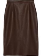 Burberry Lambskin Pencil Skirt - Brown