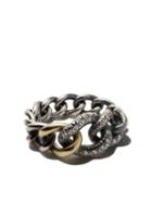 Hum Diamond Chain Ring - Silver And Gold