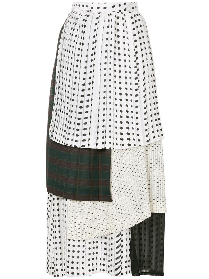 Facetasm Dotted Layered Pleated Skirt - White