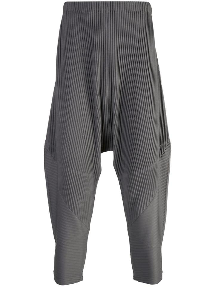 Homme Plissé Issey Miyake Drop-crotch Pleated Trousers - Grey