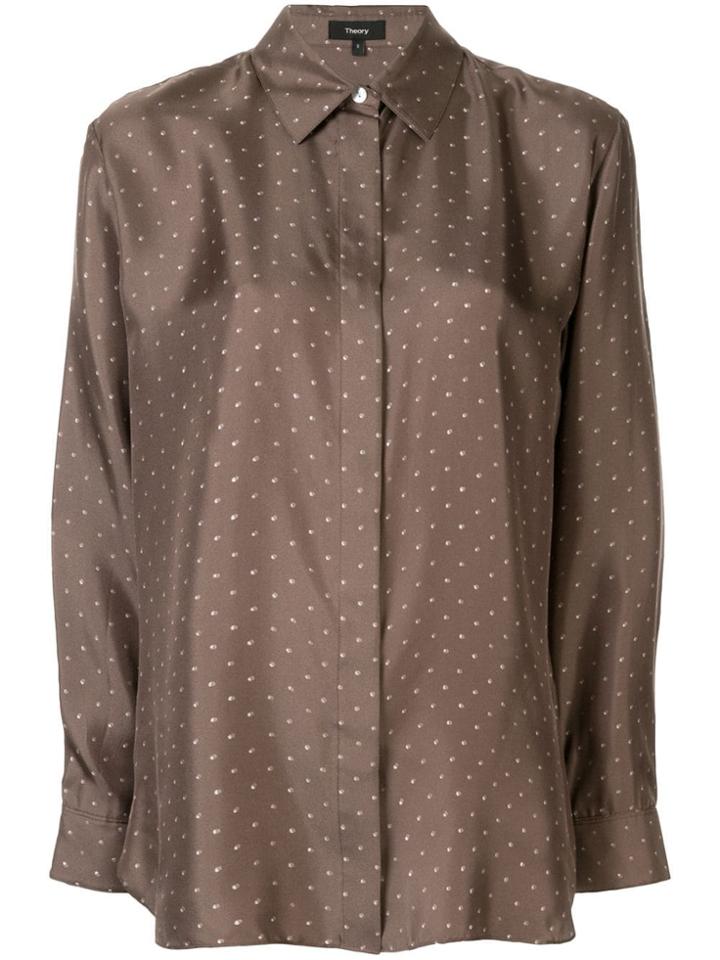 Theory Army Green Mtch Classic Menswear Mini Polka Dot - Brown