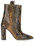 Paris Texas Snake Print Ankle Boots - Brown