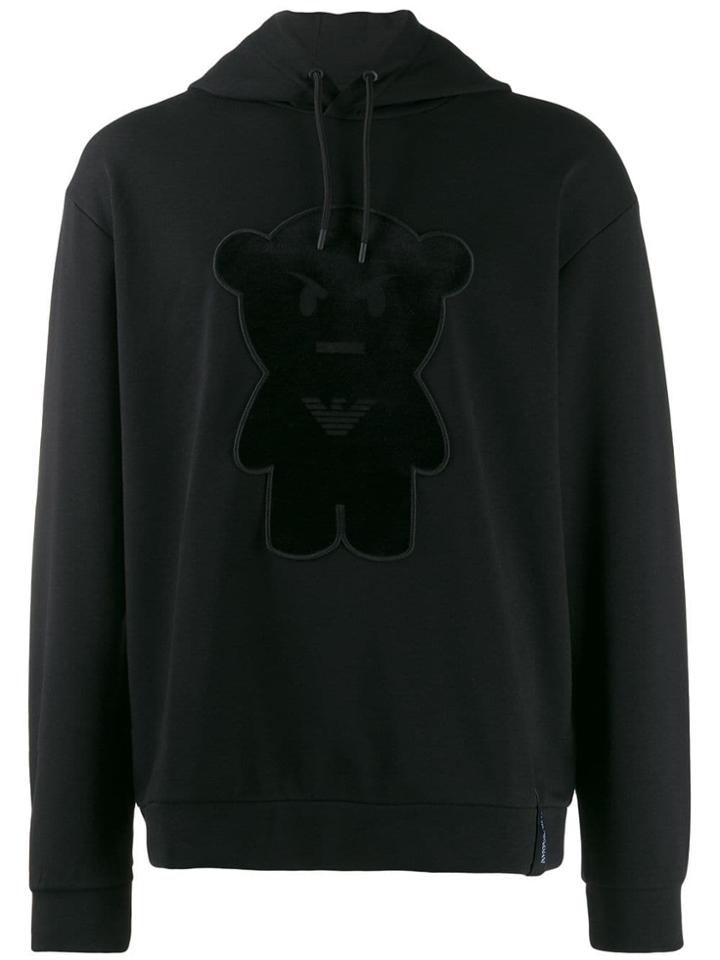 Emporio Armani Angry Teddy Hoodie - Black