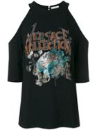 Versace Collection Embellished Cold Shoulder T-shirt - Black