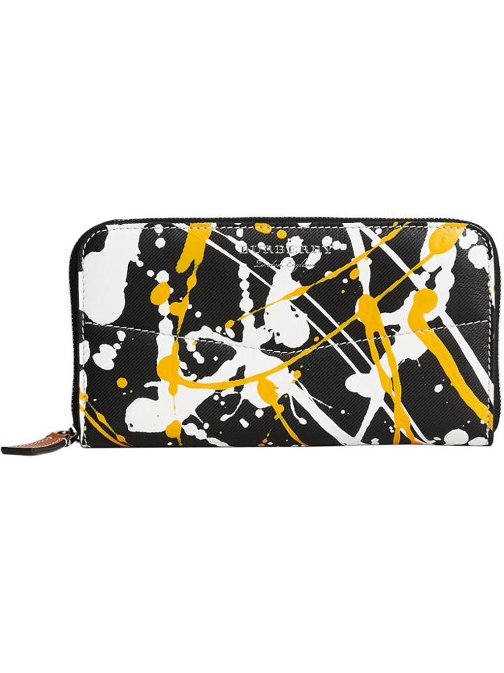 Burberry Splash Print Zip Around Wallet - Black