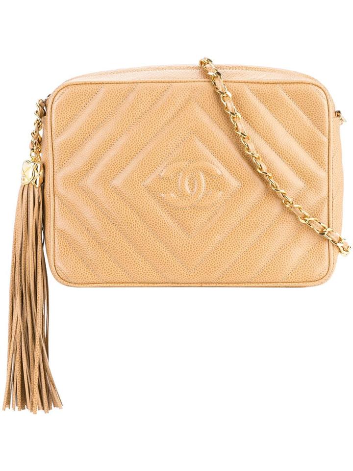Chanel Pre-owned Quilted Fringe Shoulder Bag - Brown