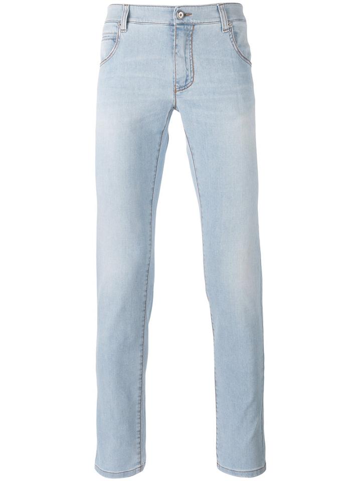 Ermanno Ermanno - Bleached Effect Slim-fit Jeans - Men - Cotton/spandex/elastane - 48, Blue, Cotton/spandex/elastane