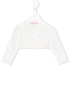 Miss Blumarine - Ruffle Trim Cardigan - Kids - Cotton/spandex/elastane - 6 Mth, White