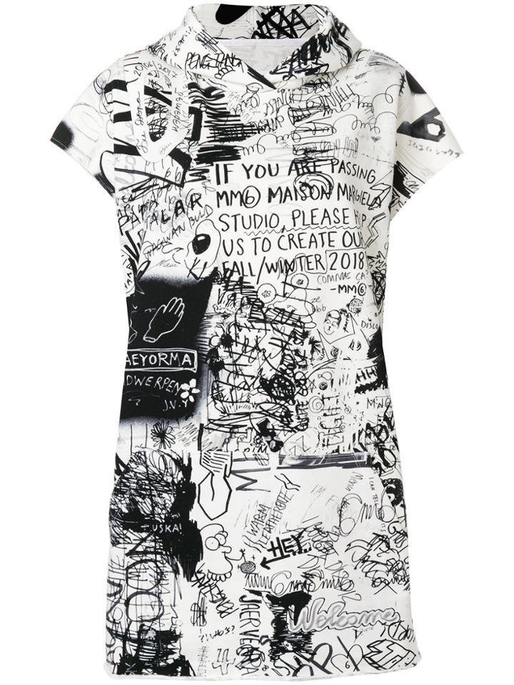 Mm6 Maison Margiela Scribble Print Hooded Sweatshirt - White