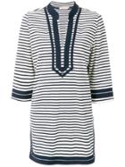 Tory Burch Striped V-neck Tunic Dress - White