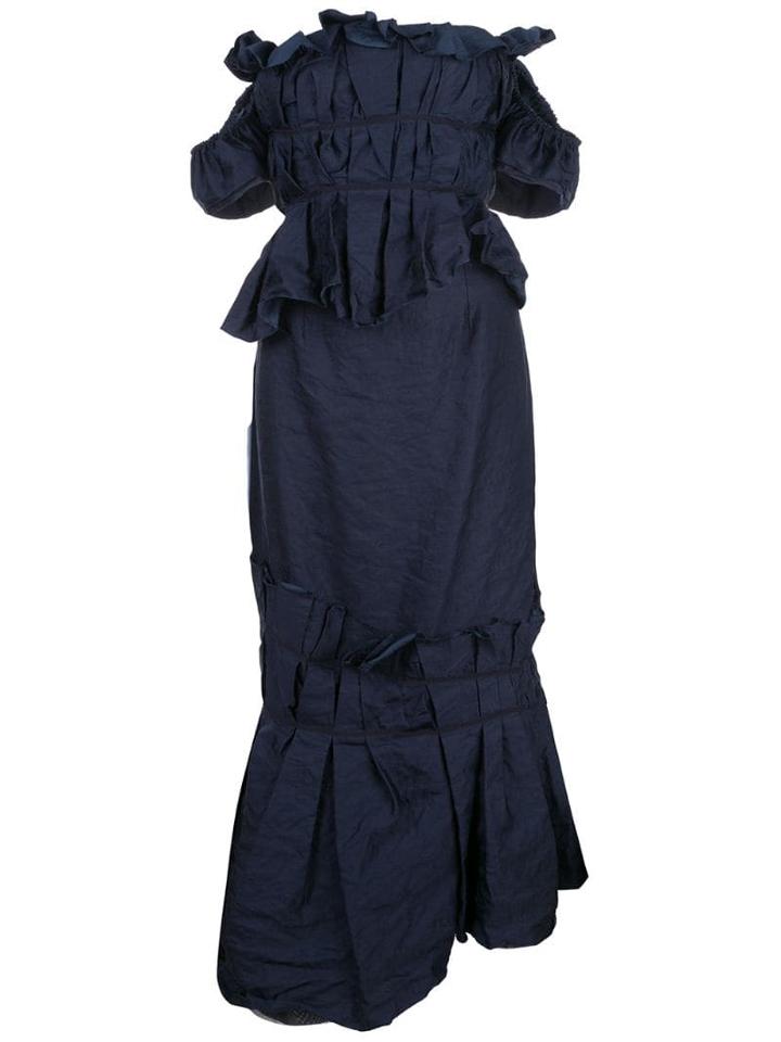 Brock Collection Off The Shoulder Fitted Dress - Blue