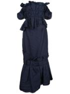 Brock Collection Off The Shoulder Fitted Dress - Blue
